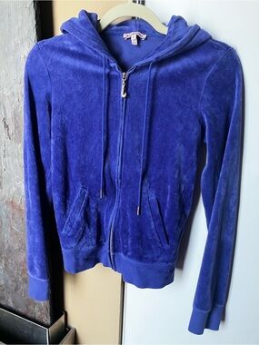 Juicy Couture Vibrant Purple Velour Zip-Up Hoodie